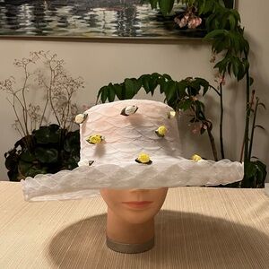 Elegant White and Yellow Floral Women's Hat